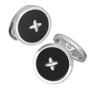 Jan Leslie Gemstone Button Sterling Cufflinks in Black at Nordstrom