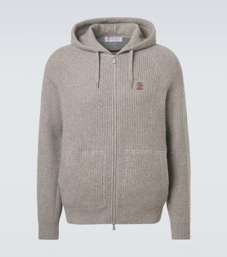 Brunello Cucinelli Ribbed-knit cashmere zip-up cardigan