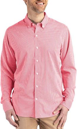 Cutter & Buck Skyline Epic Confidence Check Stretch Button-Down Shirt in Red/white at Nordstrom, Size 4Xlt