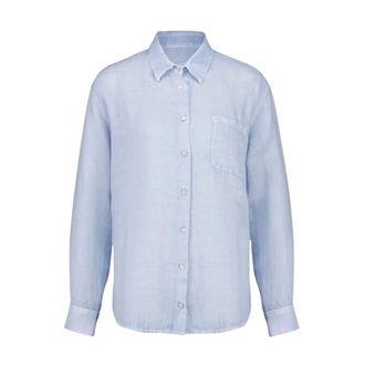 120% Lino Soft Fade Linen Long Sleeve Shirt - female - 120% Lino - Shirts - Blue - M - Blouses & Shirts
