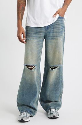 Rta Franco Ripped Wide Leg Jeans in Muddy Sky at Nordstrom, Size 31