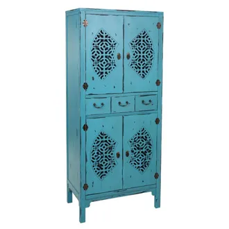 Wanderlust Deco Armario de madera azul 70x40x170