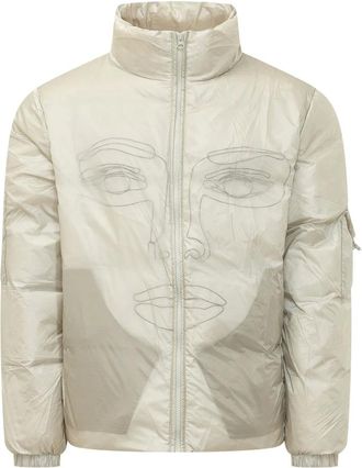 KidSuper Studios Translucent Face Puffer - Heren - Jassen - Beige - Maat: S Leer