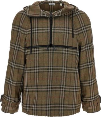 Burberry Jassen, Heren, Veelkleurig, L, Geruite Overhemd met Capuchon