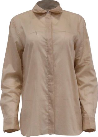 Theory Hidden-Buttoned Shirt in Beige Cotton
