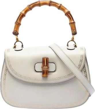 Gucci Pre-owned Handbags, female, White, Size: ONE SIZE Pre-owned Bamboo Satchel