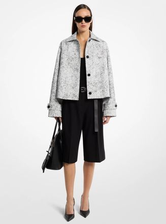 Michael Kors Crackled Denim Cropped Balmacaan