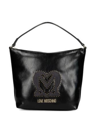 Love Moschino logo-plaque studded shoulder bag - women - Polyurethane - One Size - Black
