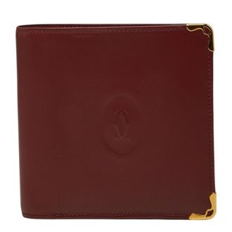 Cartier Must Bordeaux Wine Red Leather Wallet (Bi-Fold) (Pre-Owned)
