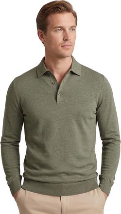 Profuomo Poloshirt groen gemeleerd Profuomo 3 knoops normale fit