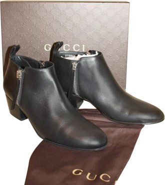 Gucci Black Low Block Heel Ankle Boots Size 40