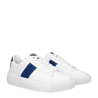 Versace Mens White Leather Low Top Sneakers