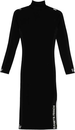 Elisabetta Franchi Zwarte Coltrui Jurk Lange Mouwen - Dames - Casual kleedjes - Zwart - S - Kleedjes