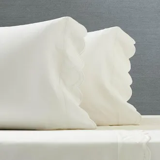 Frontgate Set of 2 Scallop Percale Pillowcases - Mist Blue, Standard in Mist Blue - Frontgate Resort Collection