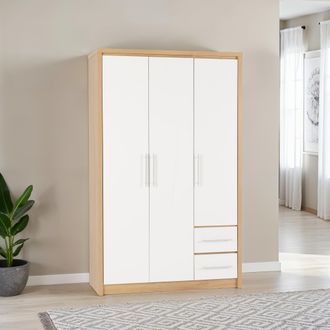 Seconique Seville 3 Door 2 Drawer Wardrobe in White