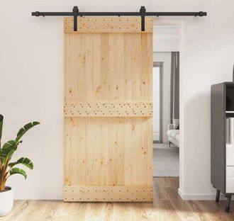 vidaXL Vidaxl - Puerta Corredera Con Herrajes Madera Maciza De Pino 100x210 Cm