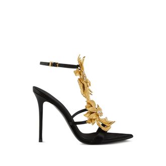 Giuseppe Zanotti Black Floral Ankle-strap Heels