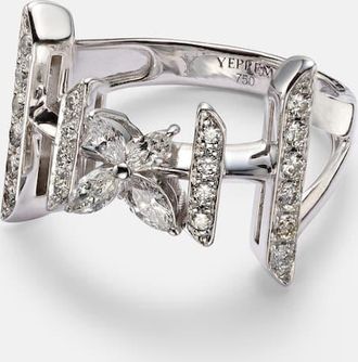Yeprem Y-Not 18kt white gold ring with diamonds
