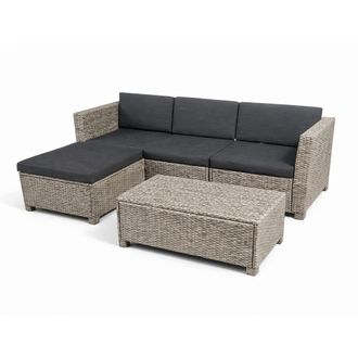 Concept Usine Conjunto de jard&iacute;n para 4 personas de resina trenzada gris y negro