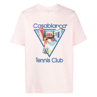 Casablanca Le Joueuse Tennisclub Design Roze T-shirt