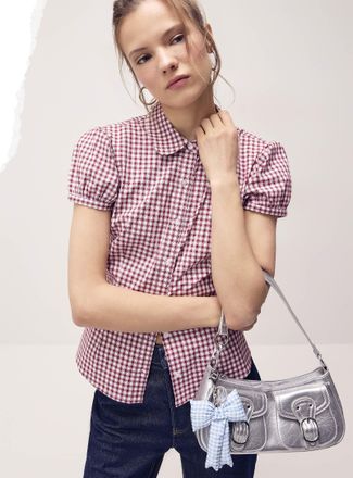 Twik Womens Puff-sleeve poplin shirt