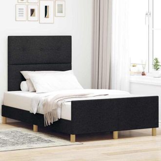 vidaXL Vidaxl - Estructura De Cama Con Cabecera Negro 120 X 190 Cm Tela