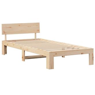 Berkfield Home Bed Frame with Headboard 100x200 cm Solid Pine Wood in Beige