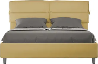 Les Tendances Letto Matrimoniale Contenitore Doppia Alzata Imbottito 160x190 Microfibra Ocra Nandy