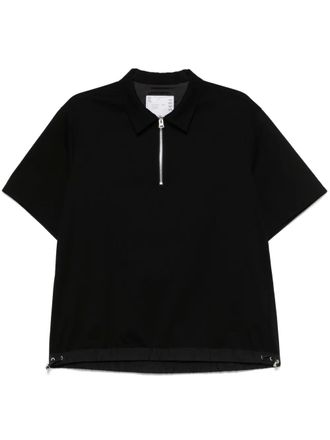 sacai half zip-up polo shirt - Black