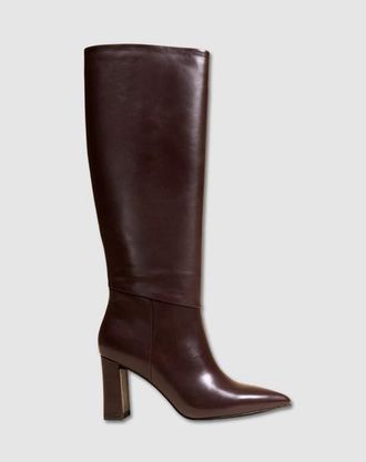 Mi-Mai Tracey Wide Heel Long Boots in Chocolate at Nordstrom, Size 10
