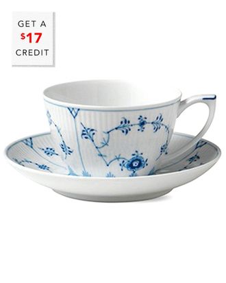 ROYAL COPENHAGEN Fluted Plain Tea Cup & Saucer With $16 Credit