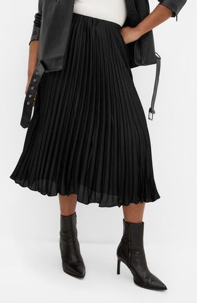 City Chic Selena Pleated Midi Skirt in Black at Nordstrom, Size Xxl