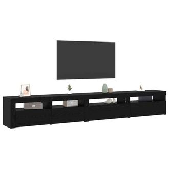 Berkfield Home Modern 3 Piece TV Cabinet Set with LED Lights Black Oak Engineere