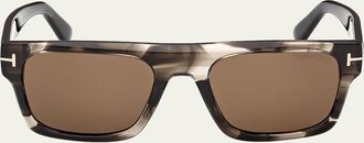 Tom Ford Mens Fausto 53mm Acetate Square Sunglasses