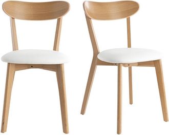 Miliboo Set de 2 sillas vintage de roble con asiento blanco DOVE
