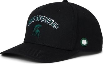 Black Clover Michigan State Game Day Adjustable Snapback Hat Licensed Caps Black/Cotton Twill Dark Green 3d Embroidery, Cotton/Nylon/Spandex