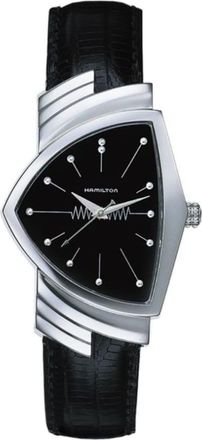 Hamilton Ventura Quartz Black Dial Leather Strap Mens Watch H24411732