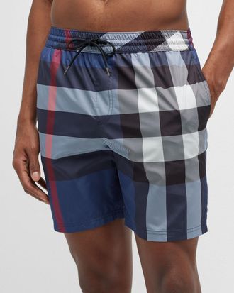 Burberry Mens Guildes Signature Check Swim Trunks