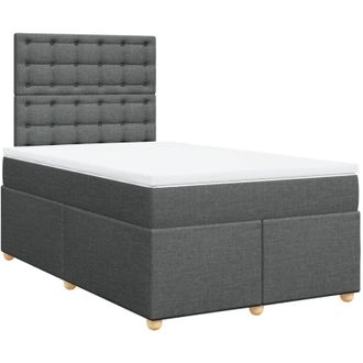 vidaXL Cama Box Spring Con Colch&oacute;n Tela Gris Oscuro 120x190 Cm Vidaxl