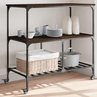 vidaXL Vidaxl - Carrito De Cocina Madera Ingenier&iacute;a Marr&oacute;n Roble 100x50x95 Cm