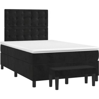 vidaXL Cama Box Spring Con Colch&oacute;n Terciopelo Negro 120x190 Cm Vidaxl