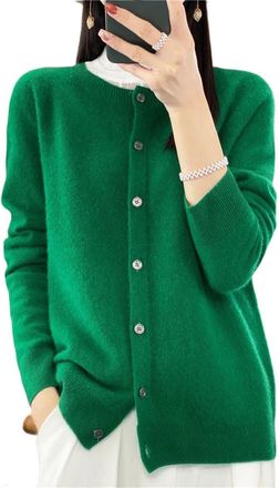 Generic Womens Merino Wool Cardigan - O-Neck Long Sleeve Loose Layering Piece