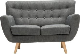 Birlea 2 Seater Sofa Grey Birlea Loft Settee Modern Retro Style Fabric Wood Legs