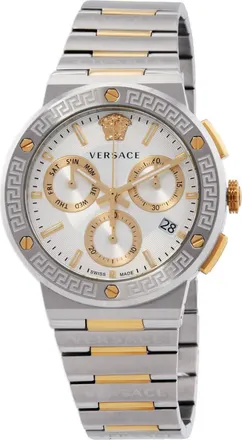 Versace Greca Logo Chronograph Quartz Silver Dial Mens Watch VEZ900321