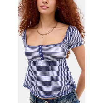 BDG Brittney Babydoll Top in Navy at Nordstrom, Size X-Small