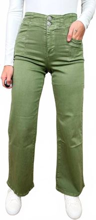 Mica Zoe High-Rise Wide Leg Jeans In Green