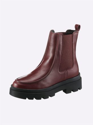 Heine Stiefelette HEINE, Damen, Gr. 37, rot (bordeaux), Glattleder, Leder, Rindsleder, Schuhe Stiefelette