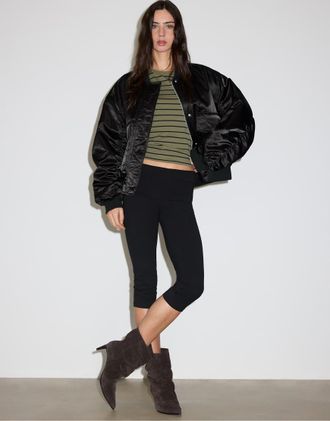 Stradivarius bomber oversize in raso nero