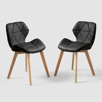 Oresteluchetta Juego De 2 Sillas De Dise&ntilde;o En Madera Y Piel Sint&eacute;tica Para Cocina Spark - Negro
