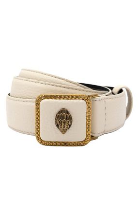 Kurt Geiger Crystal Eagle Buckle Leather Belt in White at Nordstrom, Size X-Small